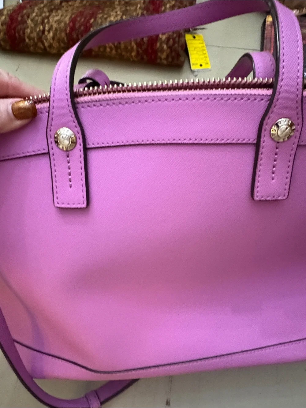 Henri Bendel West 57th Pink Eyelet Satchel with Gold-Tone Hardware
